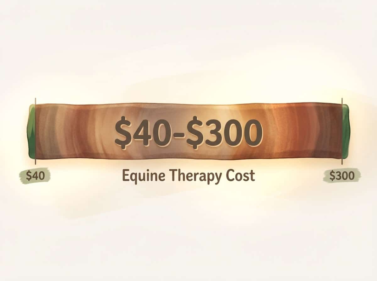 Infographic showing General Cost Range per Equine Therapy Session: $40-$300