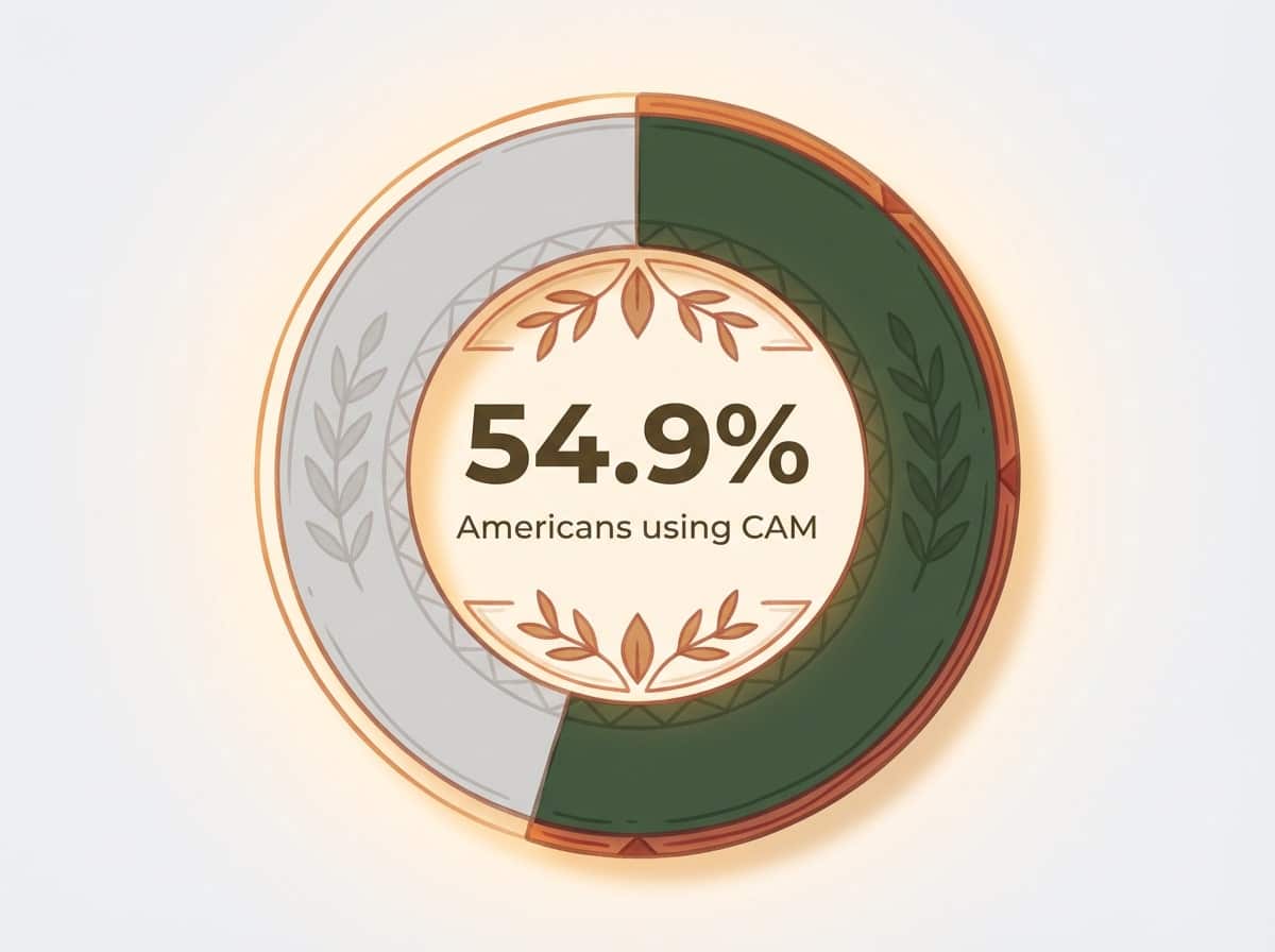 Infographic showing Americans using complementary and alternative medicine (CAM): 54.9%
