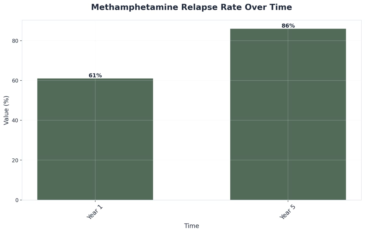 Chart showing Methamphetamine Relapse Rate Over Time