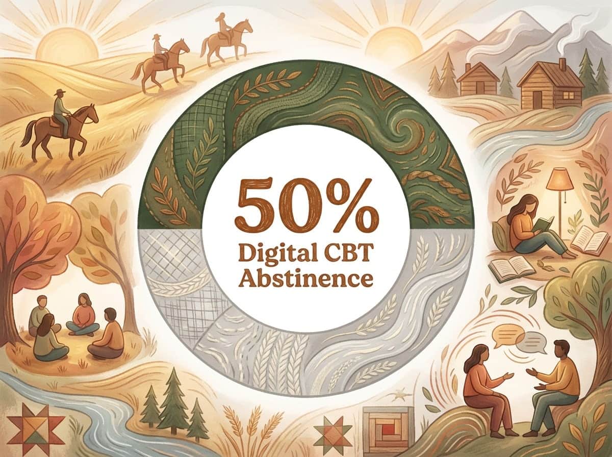 Infographic showing Improvement in Days Abstinent with Digital CBT: 50%