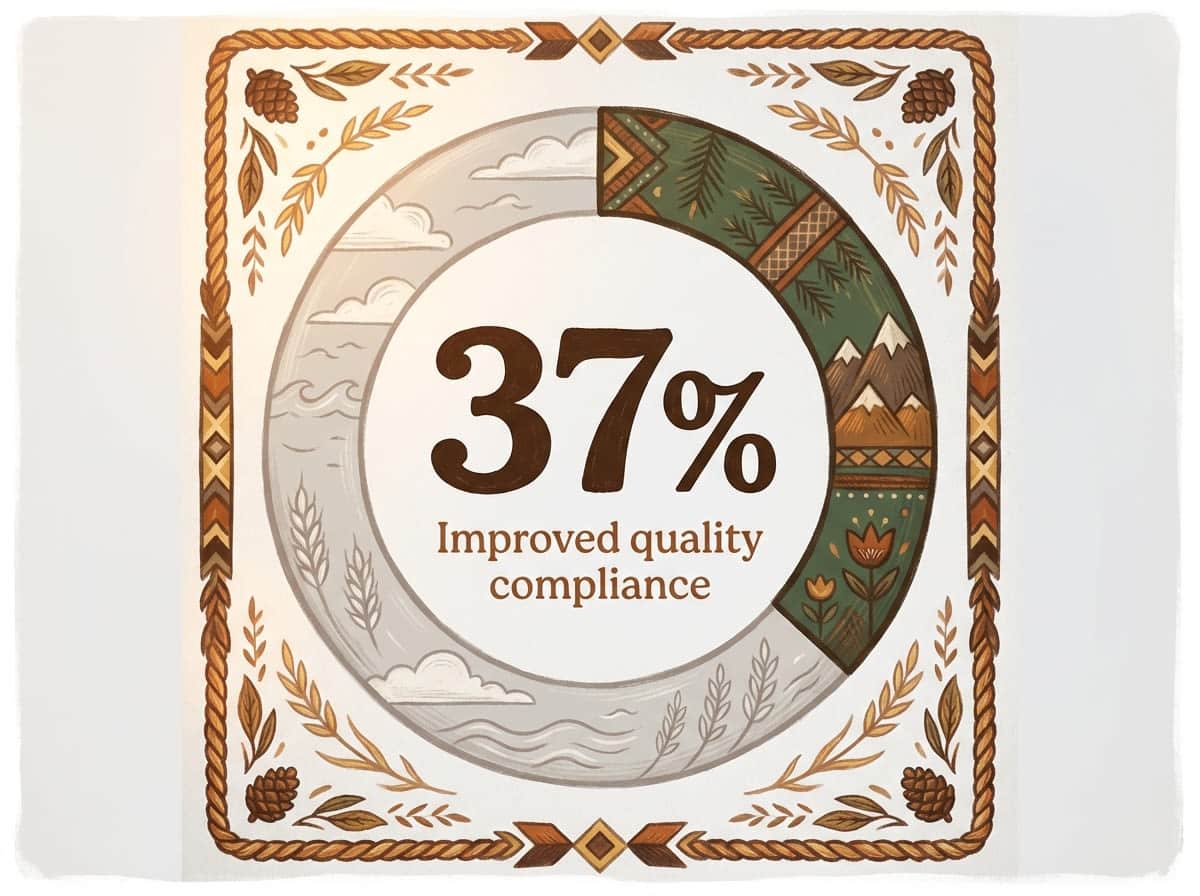 Infographic showing Increase in compliance with quality standards after first CARF survey: 37%