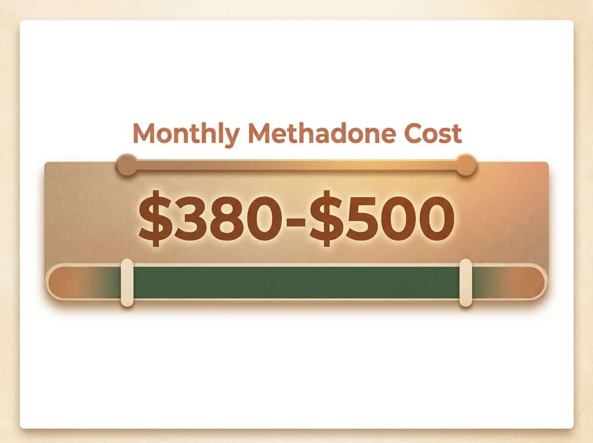 Infographic showing Monthly Provider Cost for Clinic-Based Methadone: $380-$500