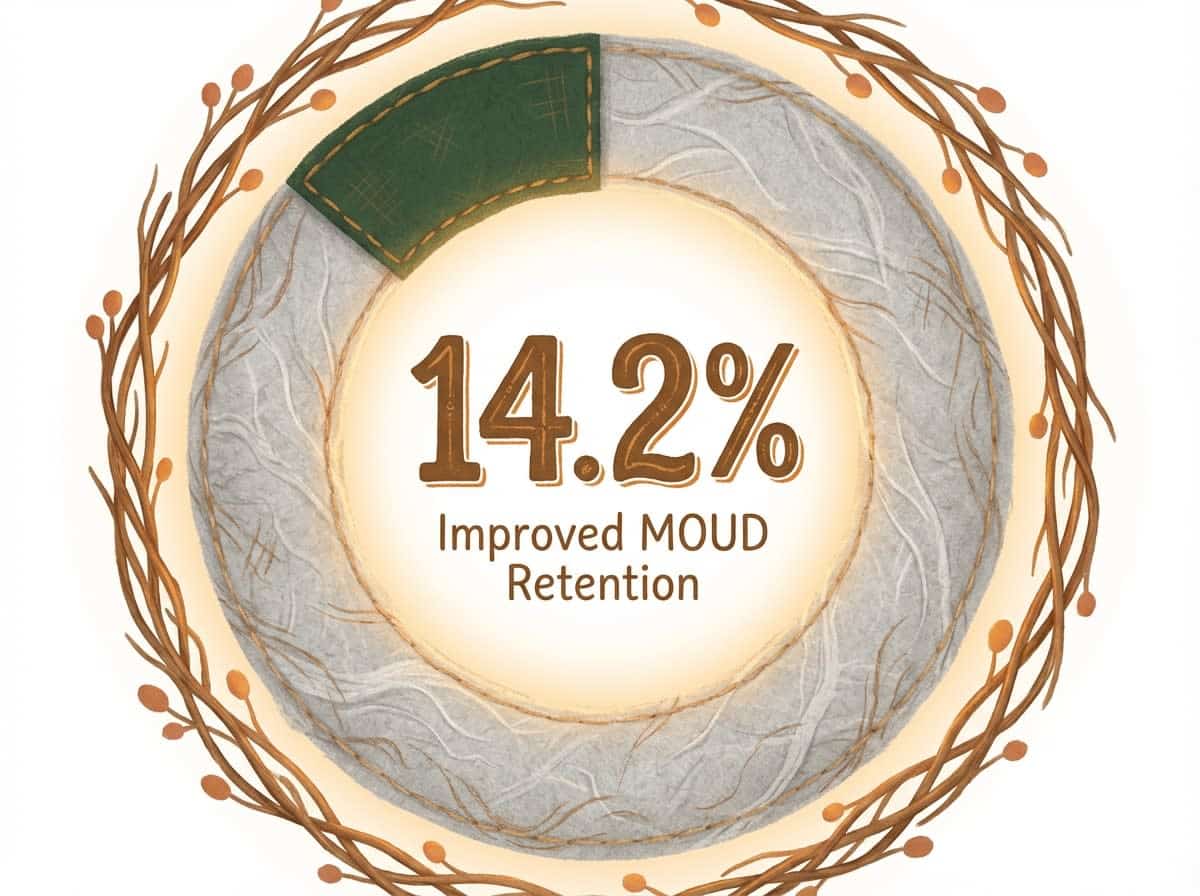Infographic showing Increased Treatment Retention with MOUD: 14.2%