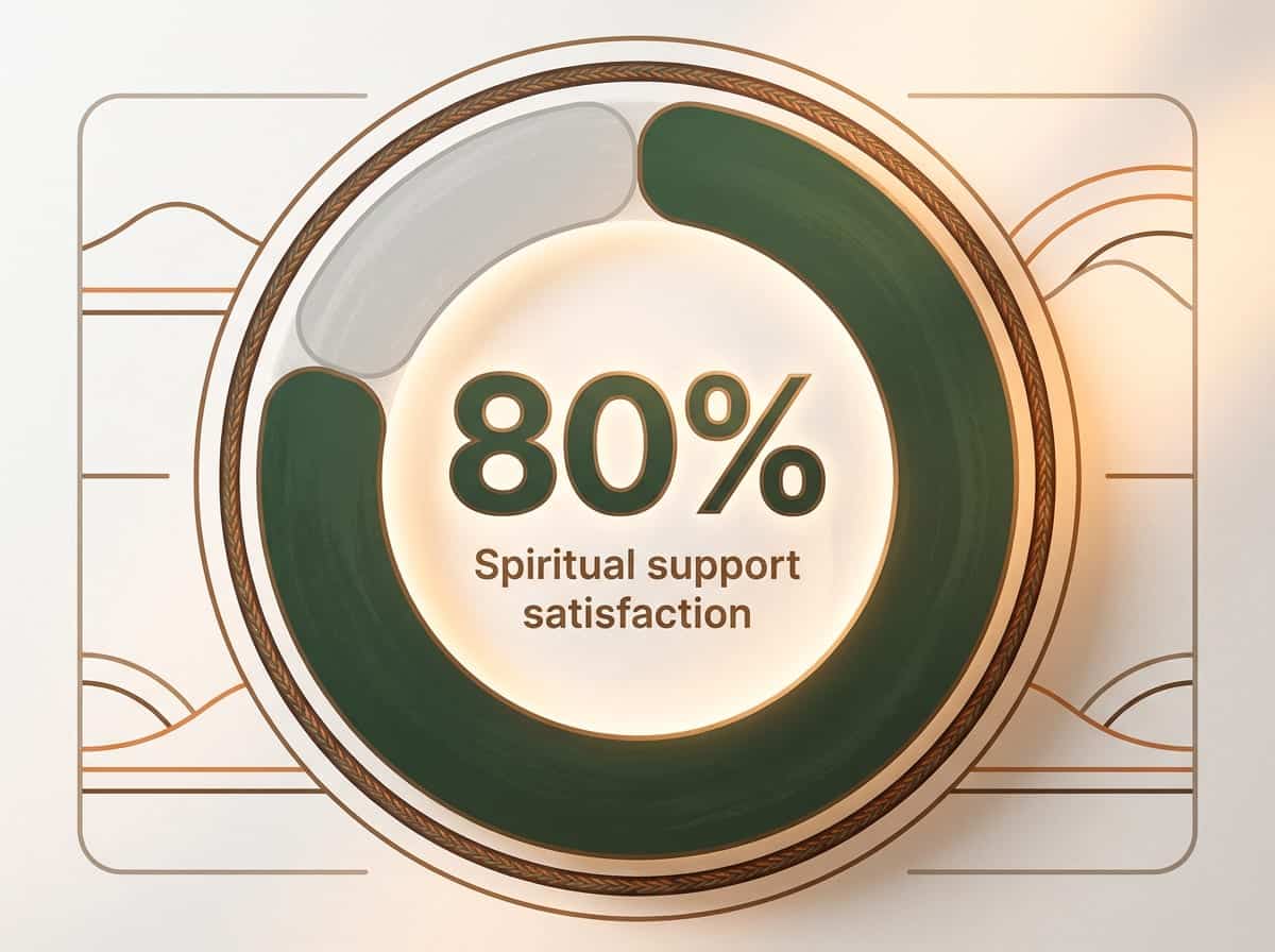 Infographic showing Patient satisfaction with spiritual support in addiction treatment: 80%