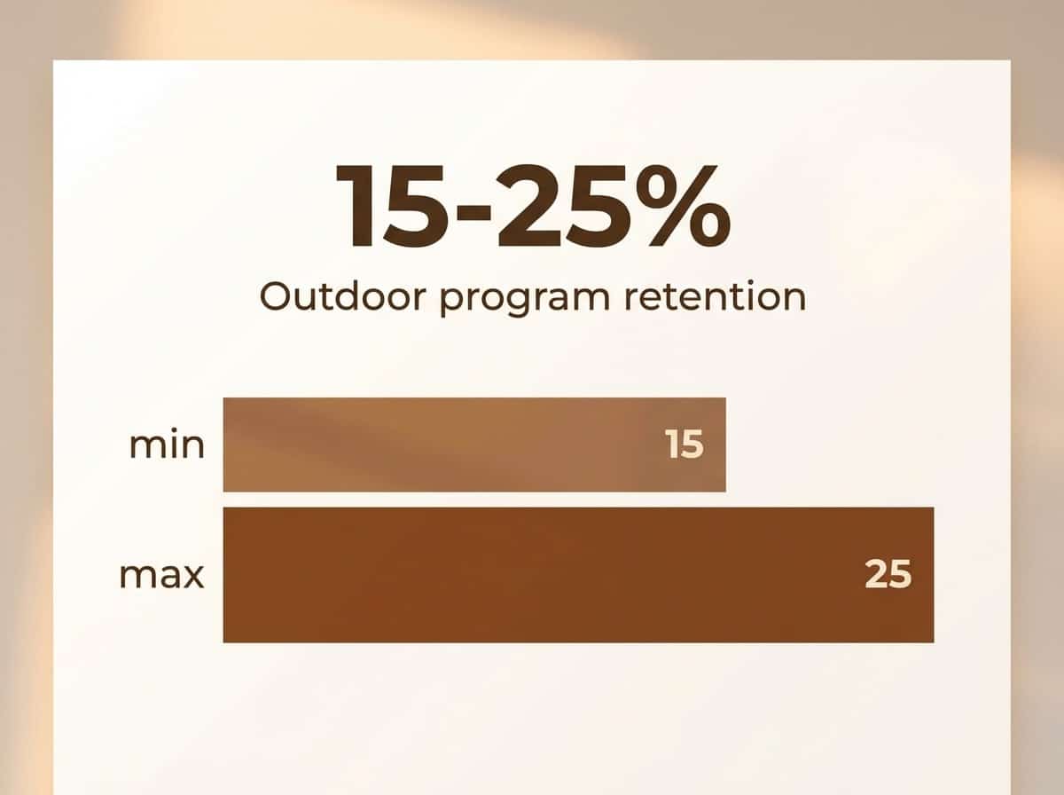 Infographic showing Retention improvement in programs with outdoor components: 15-25%