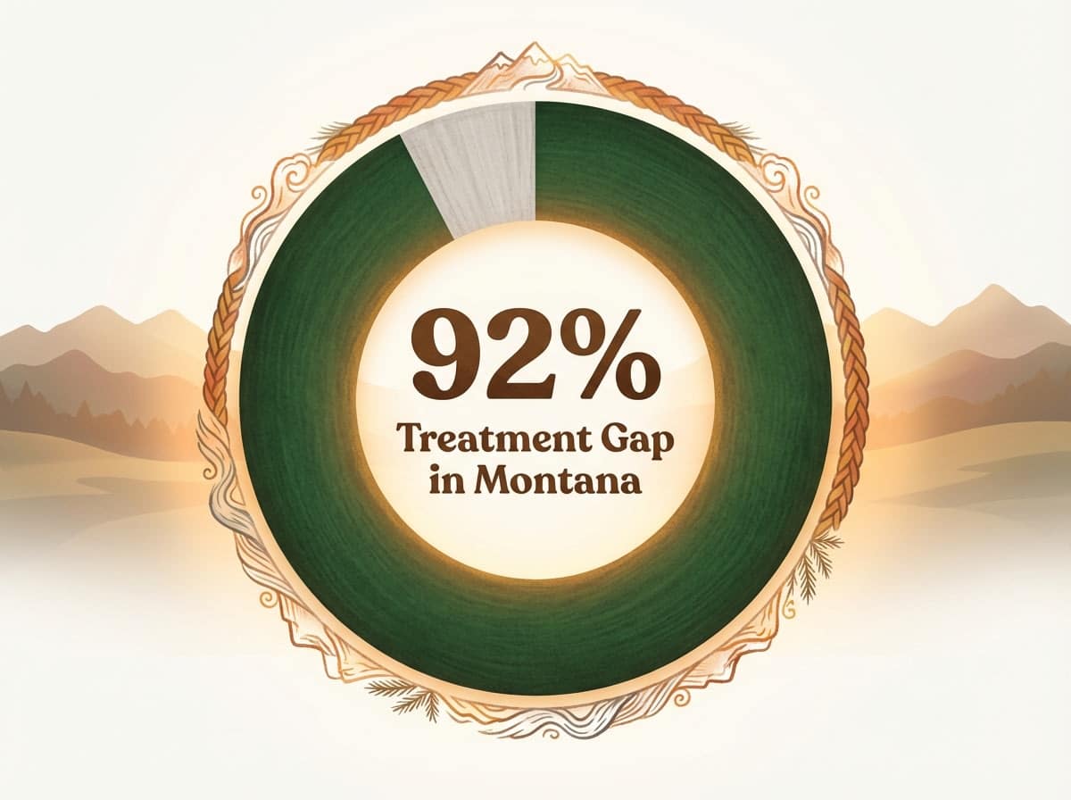 Infographic showing Treatment Gap in Montana: 92%