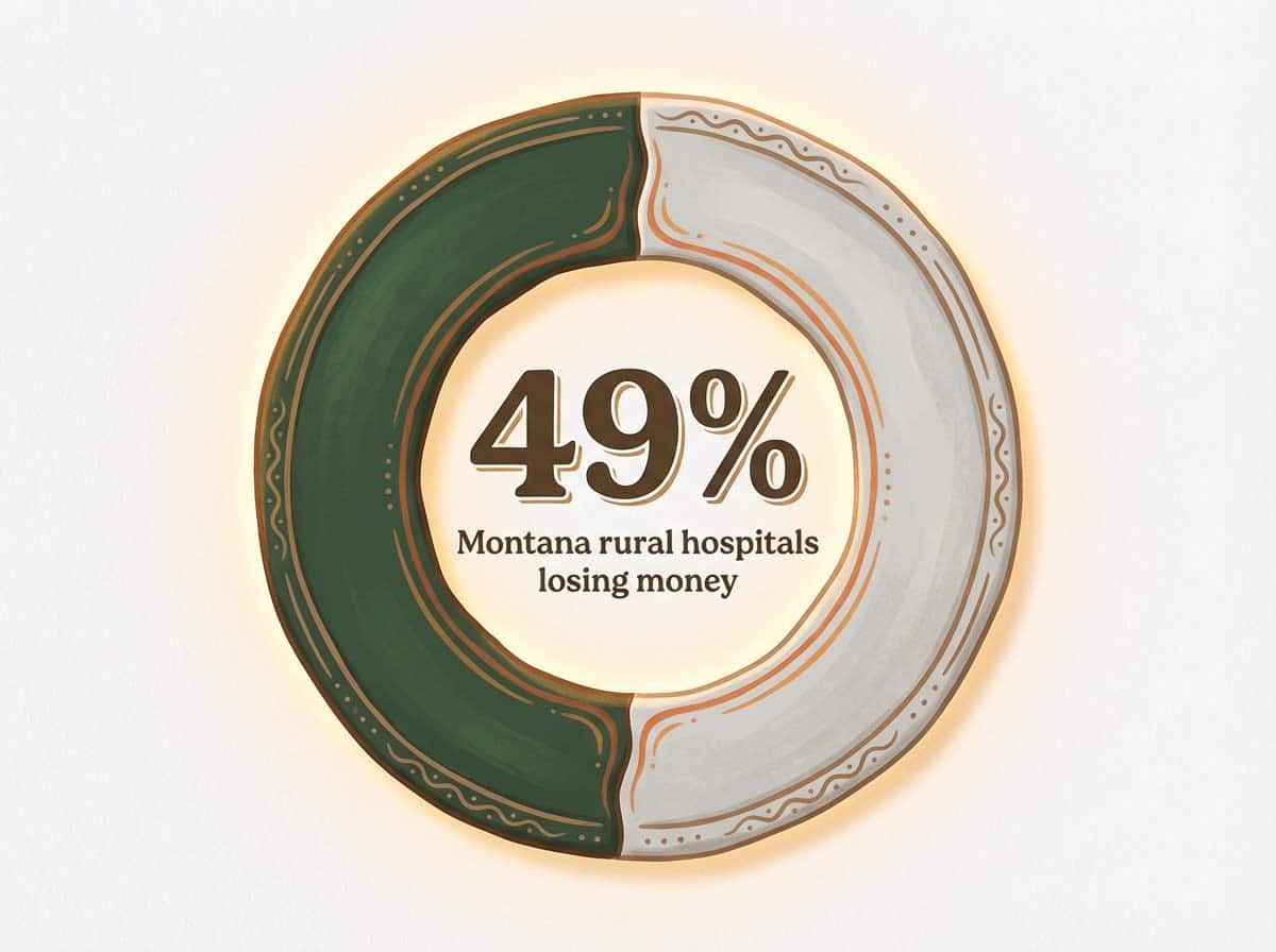 Infographic showing Montana rural hospitals with negative operating margins: 49%