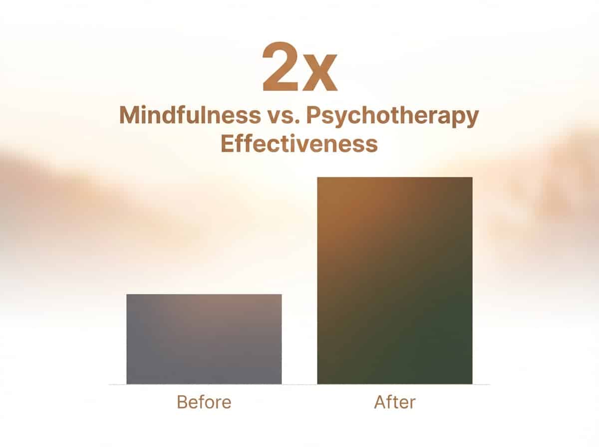 Infographic showing Effectiveness of Mindfulness vs. Psychotherapy for Opioid Misuse: 2x