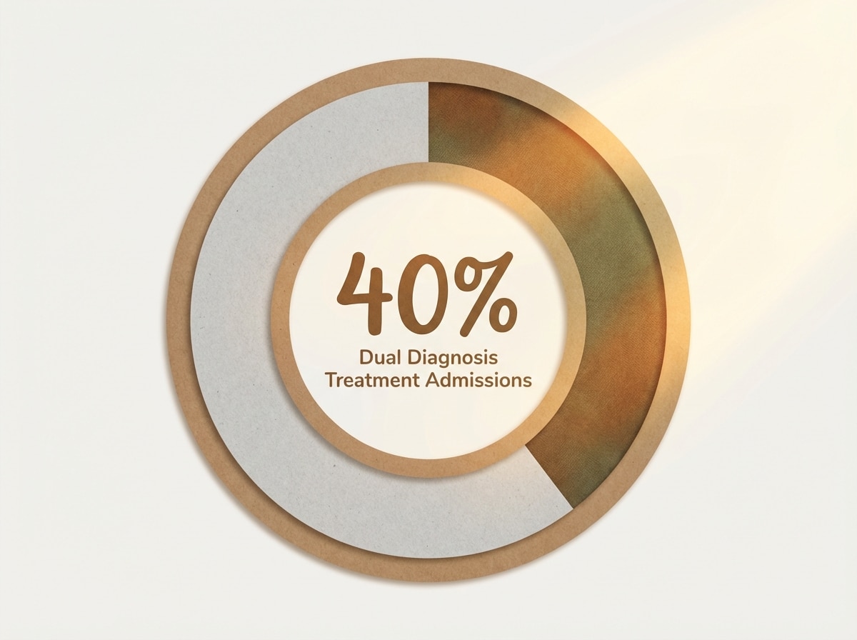 Infographic showing Substance Abuse Treatment Admissions with Dual Diagnosis: 40%