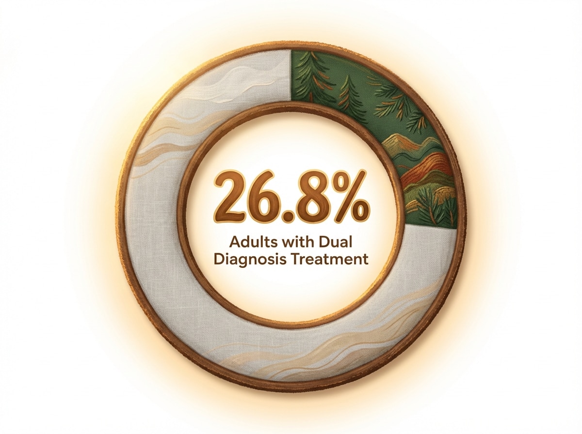 Infographic showing Adults with Dual Diagnosis Receiving Integrated Treatment: 26.8%