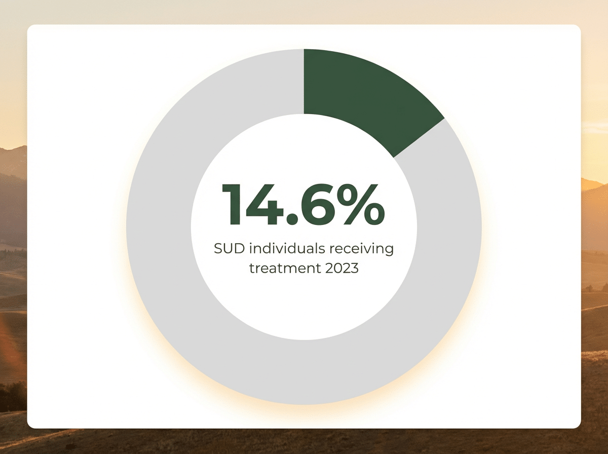 Infographic showing Individuals with SUD receiving treatment (2023): 14.6%