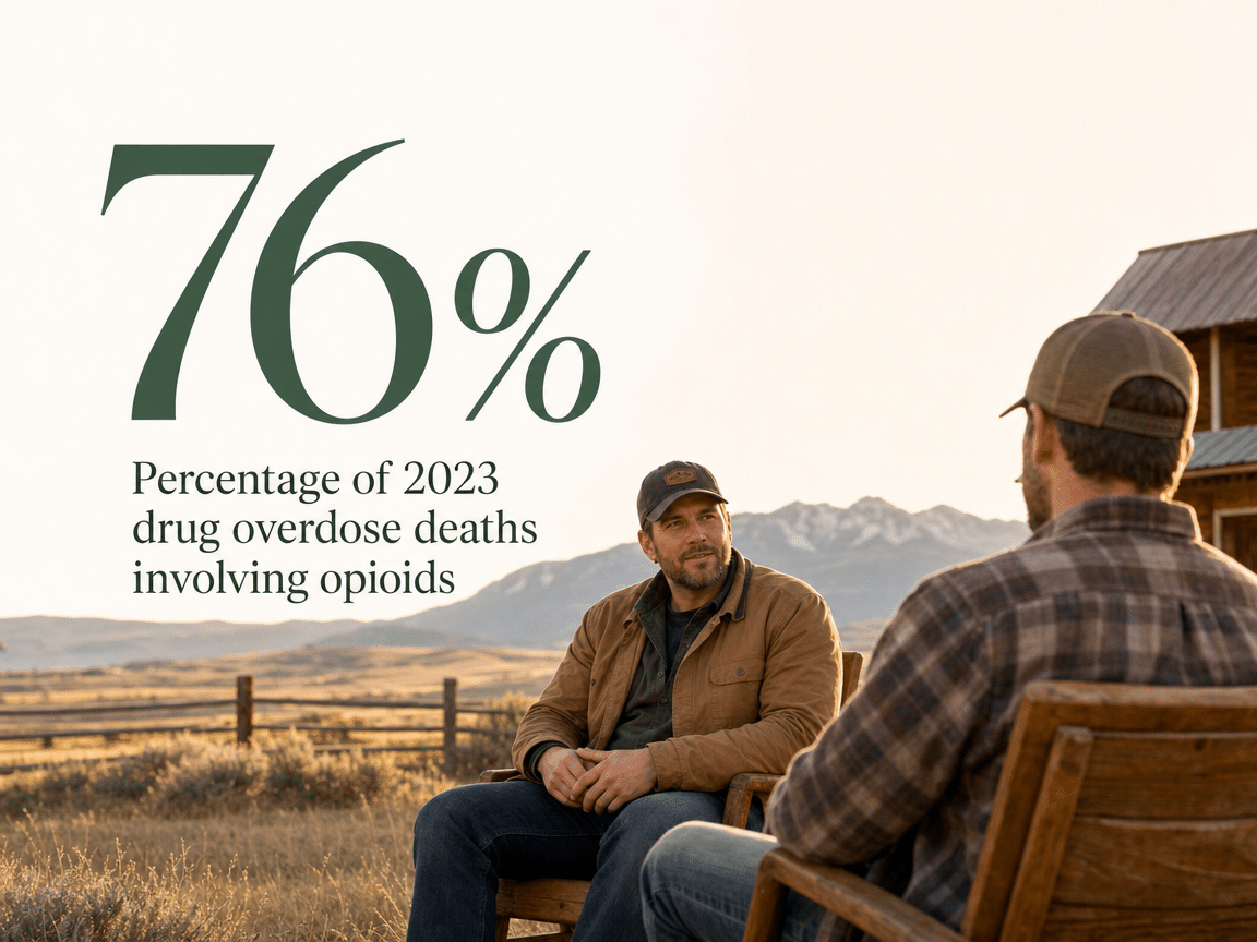 Infographic showing Percentage of 2023 drug overdose deaths involving opioids