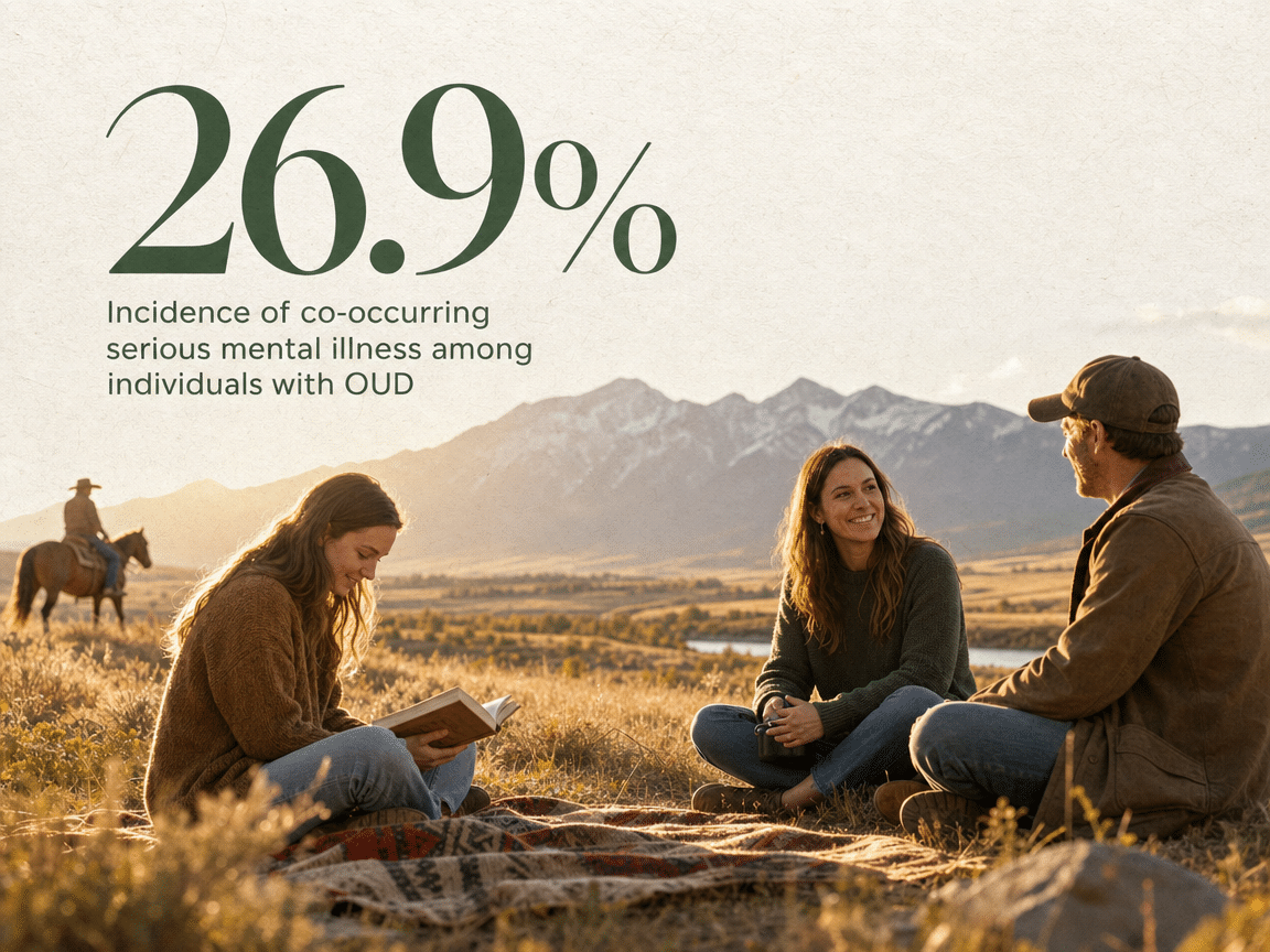 Infographic showing Incidence of co-occurring serious mental illness among individuals with OUD