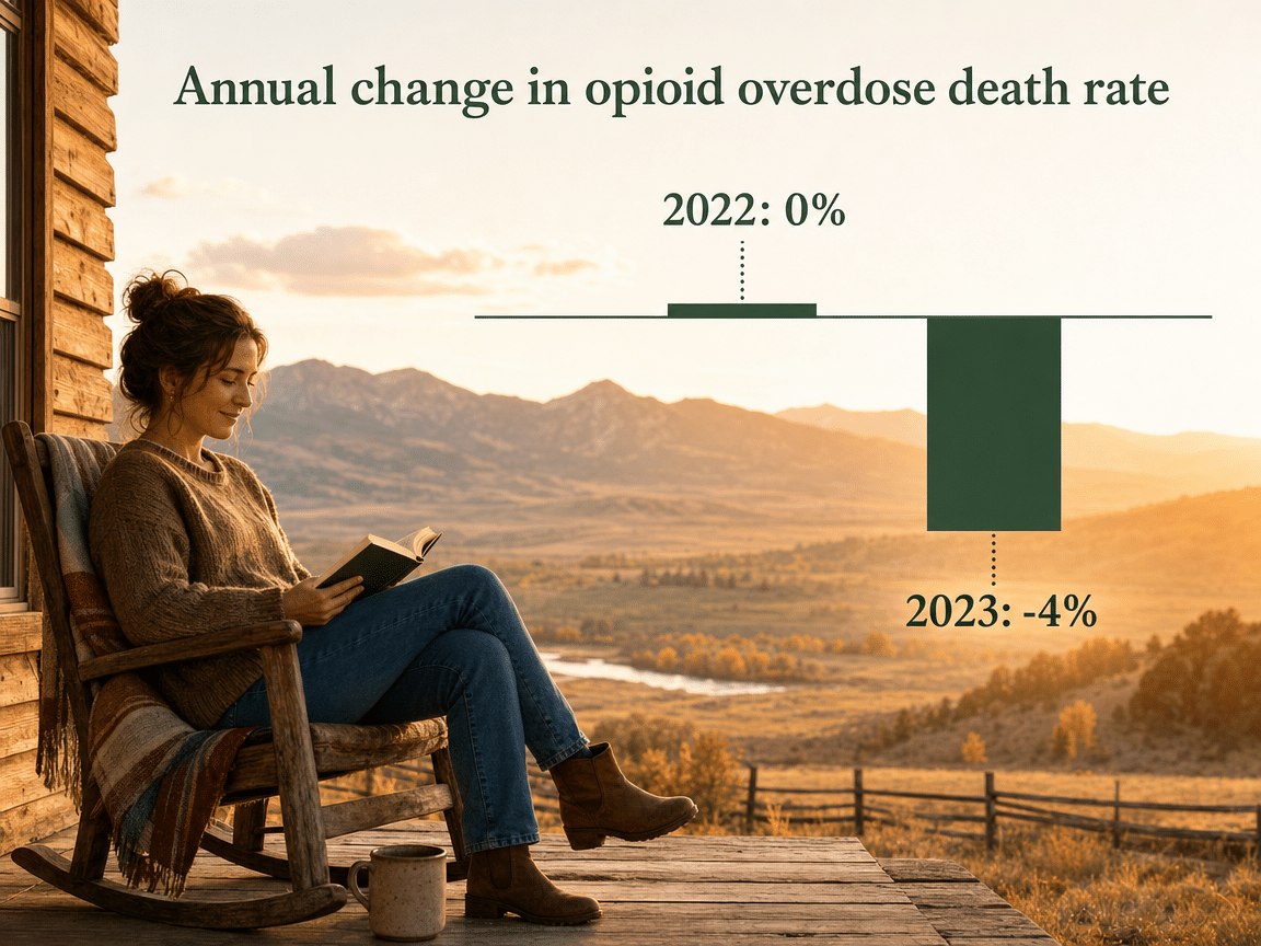 Chart showing Annual change in opioid overdose death rate