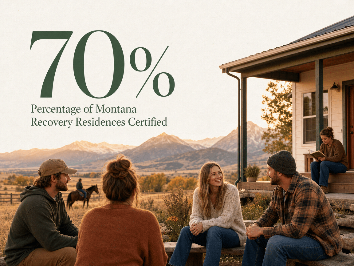 Infographic showing Percentage of Montana Recovery Residences Certified