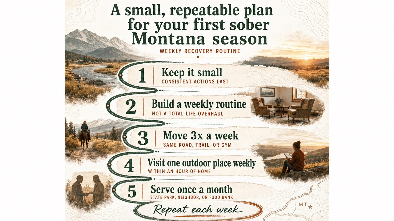 Visualize the five-step repeatable weekly recovery plan listed in the section as a process/checklist infographic