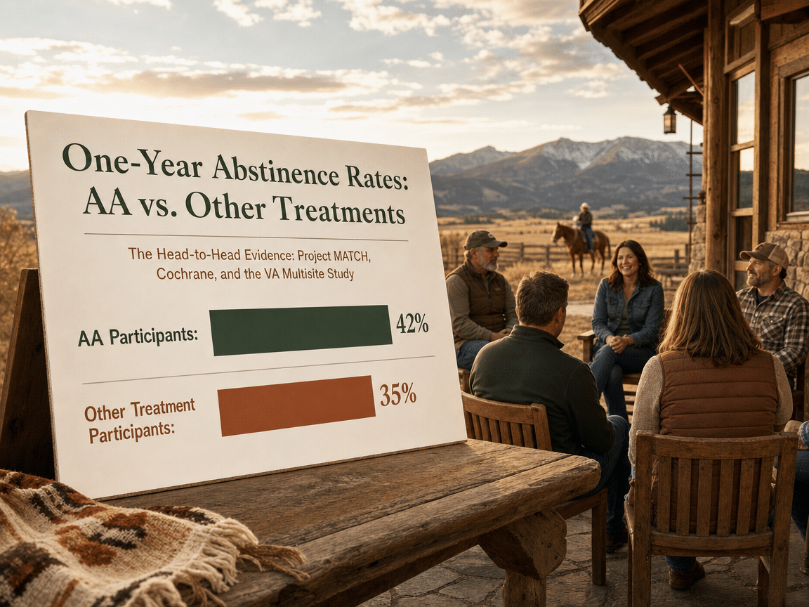 Chart showing One-Year Abstinence Rates: AA vs. Other Treatments