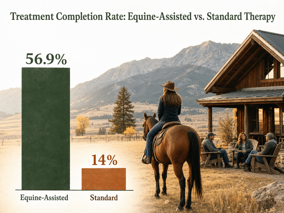 Chart showing Treatment Completion Rate: Equine-Assisted vs. Standard Therapy