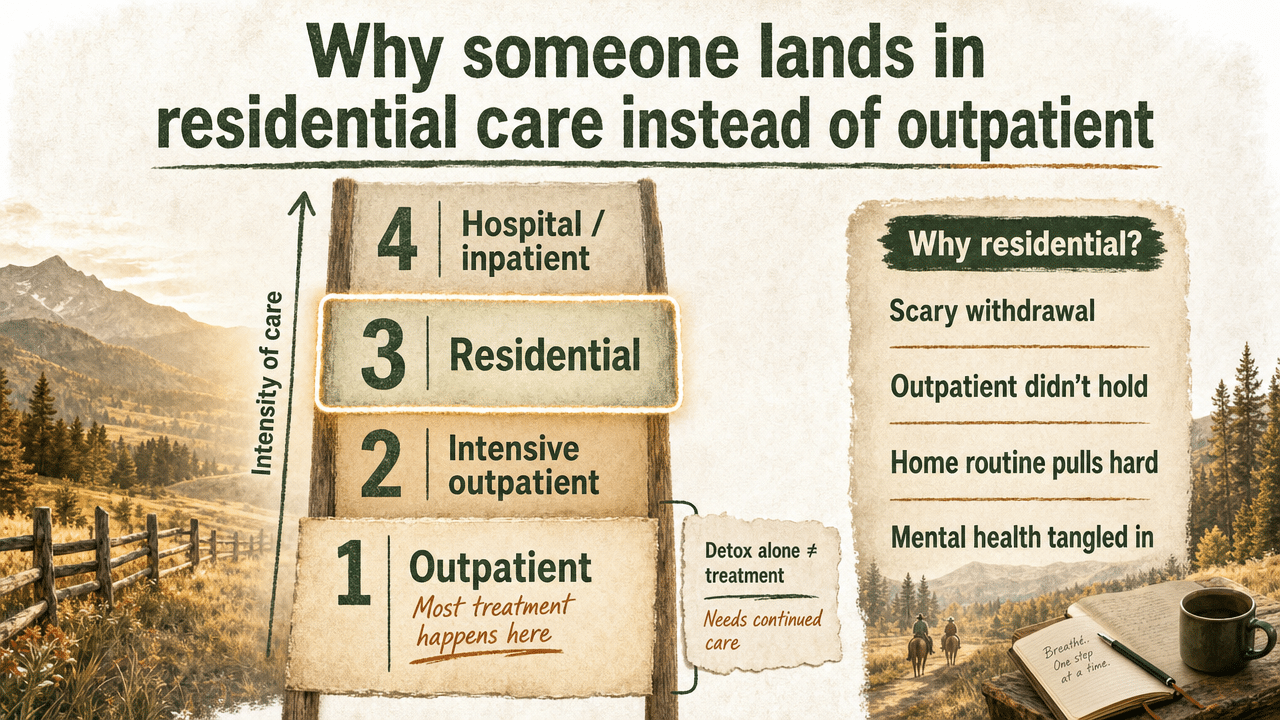 Visualize the four NIAAA levels of alcohol care cited in this section, showing where residential sits on the intensity ladder