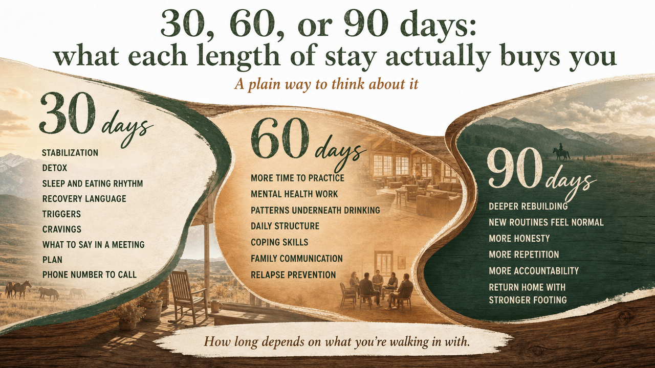 Compare what each length of stay covers as described in the article prose