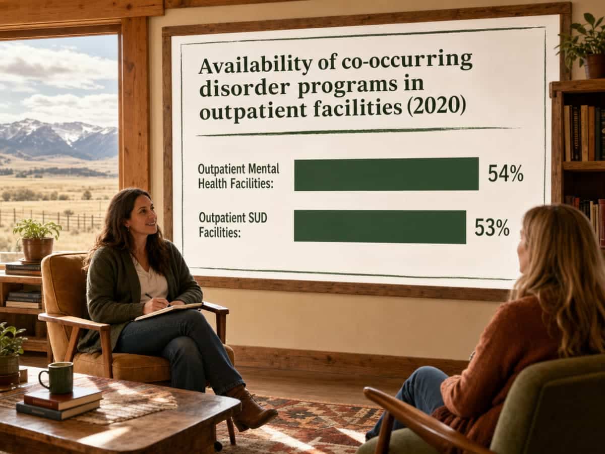Chart showing Availability of co-occurring disorder programs in outpatient facilities (2020)