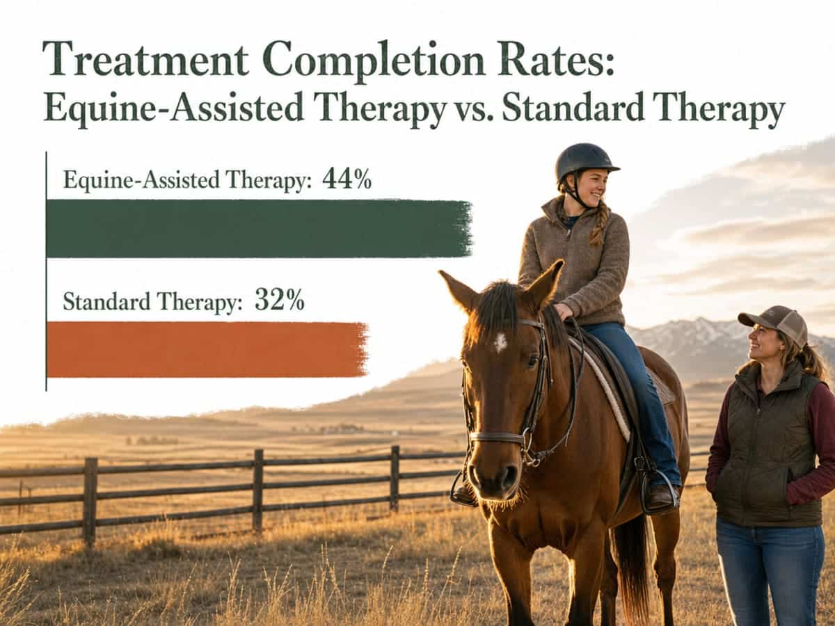 Chart showing Treatment Completion Rates: Equine-Assisted Therapy vs. Standard Therapy