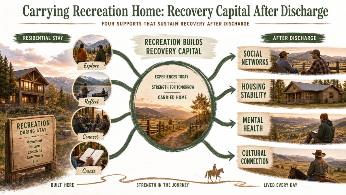 Illustrate the NIAAA recovery capital framework cited in the section, showing the four supports that sustain recovery after discharge