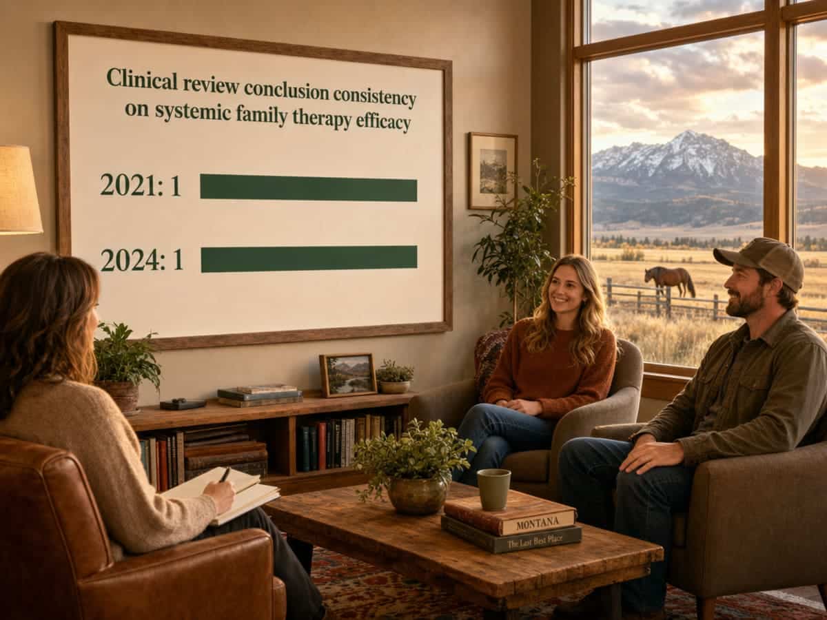 Chart showing Clinical review conclusion consistency on systemic family therapy efficacy