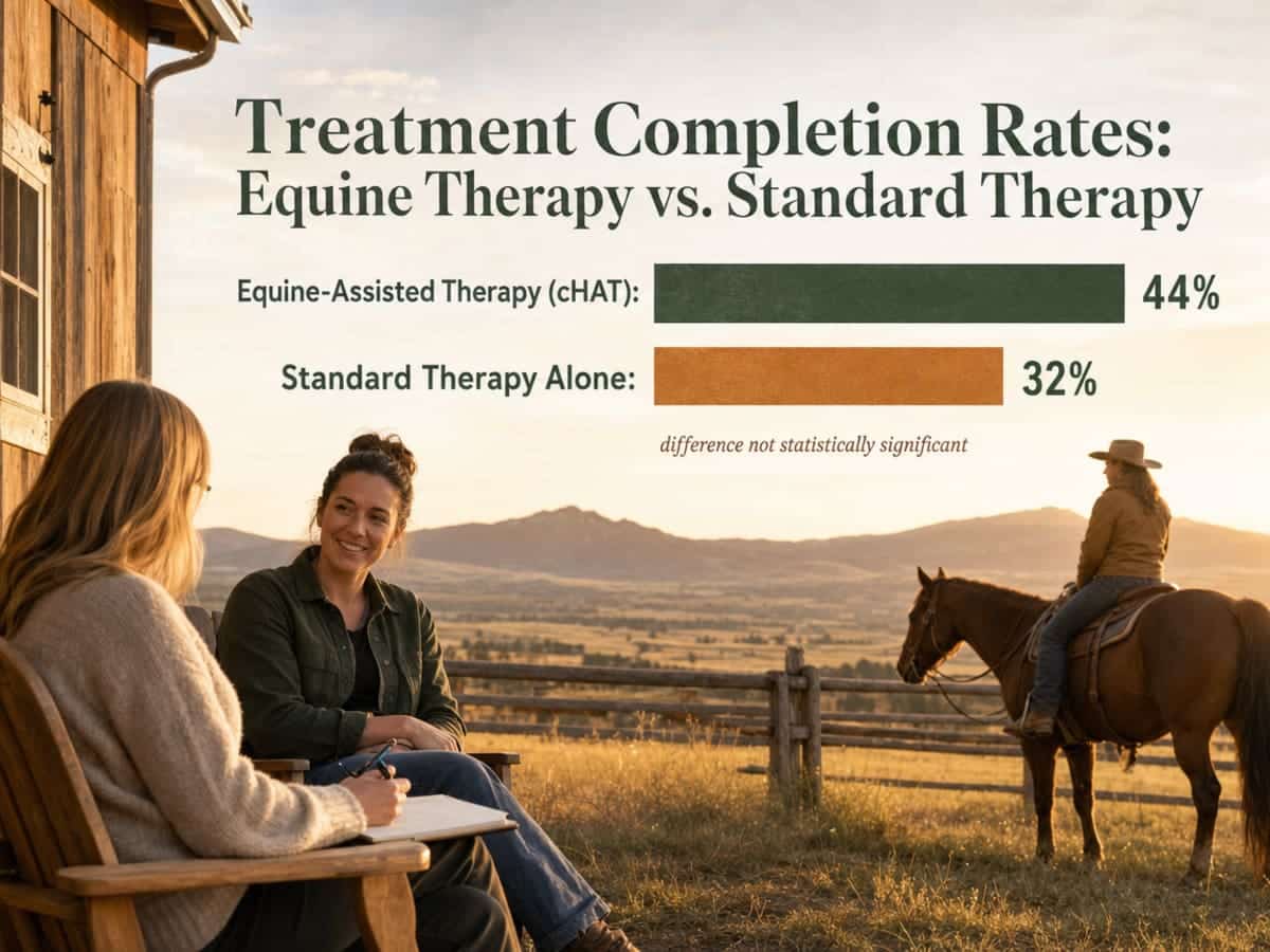 Chart showing Treatment Completion Rates: Equine Therapy vs. Standard Therapy