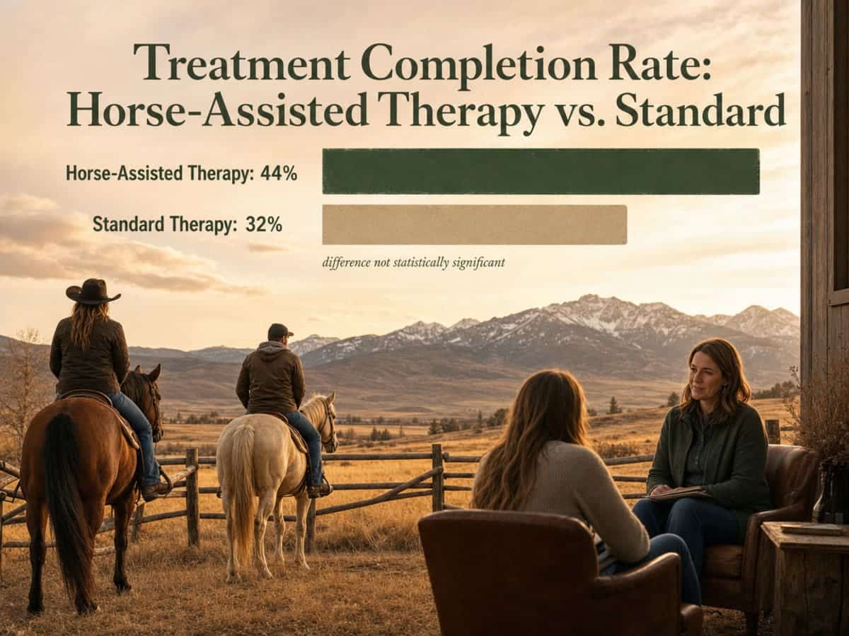 Chart showing Treatment Completion Rate: Horse-Assisted Therapy vs. Standard