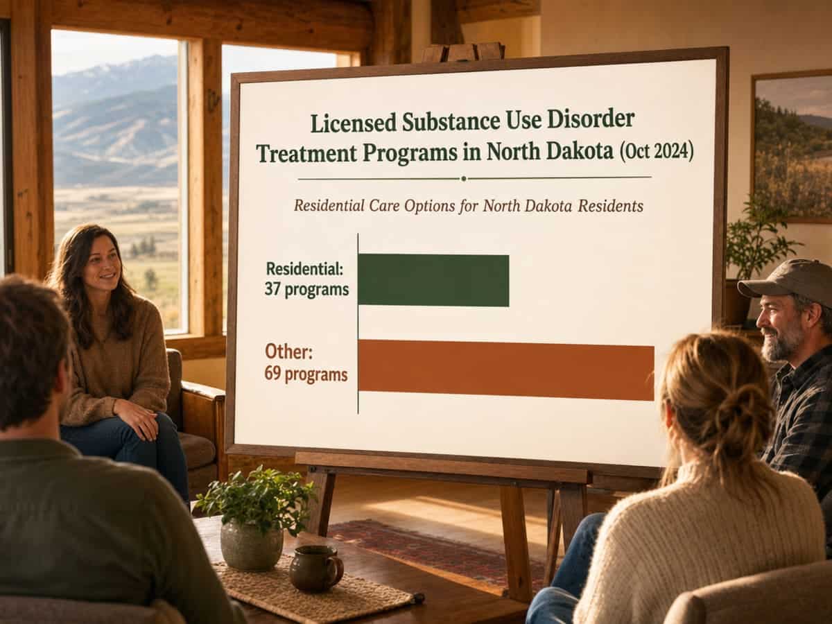 Chart showing Licensed Substance Use Disorder Treatment Programs in North Dakota (Oct 2024)