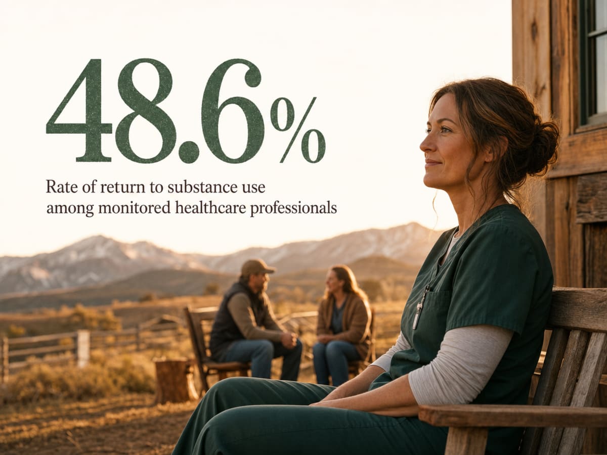 Infographic showing Rate of return to substance use among monitored healthcare professionals