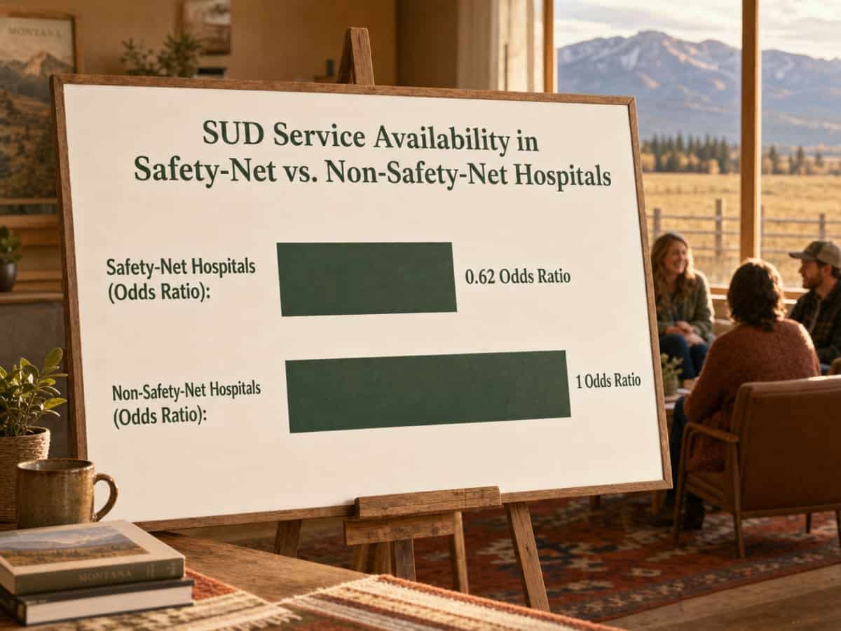 Chart showing SUD Service Availability in Safety-Net vs. Non-Safety-Net Hospitals