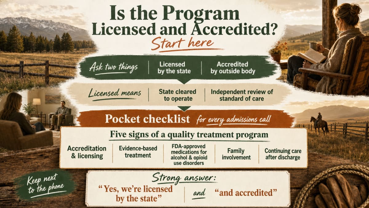 Reinforce SAMHSA's five signs of a quality treatment program, which the section explicitly tells readers to keep next to the phone during admissions calls