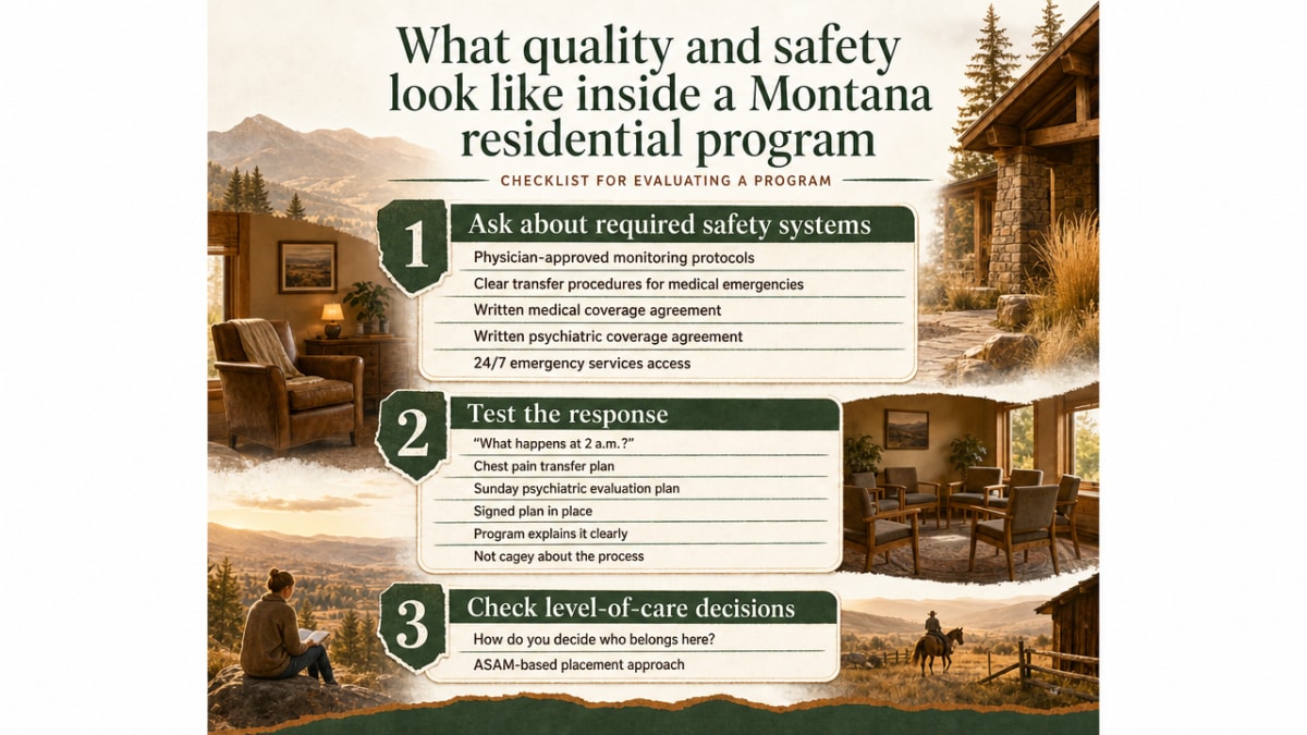 Summarize the Montana licensing and ASAM-based safety requirements cited in the section as a checklist readers can use when evaluating a program