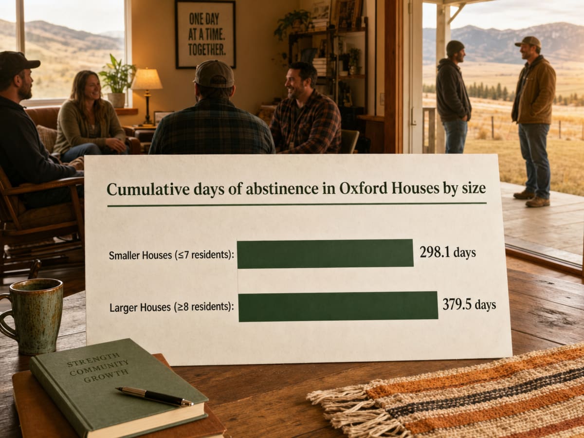 Chart showing Cumulative days of abstinence in Oxford Houses by size